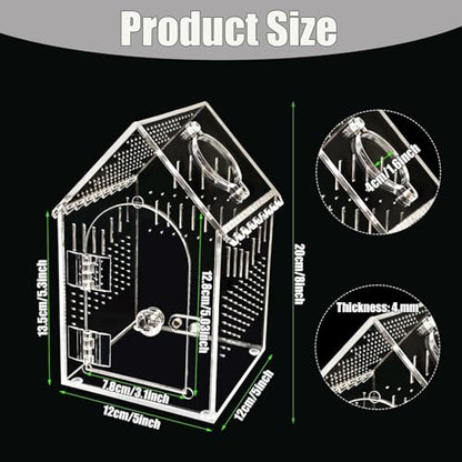 Acrylic Jumping Spider Enclosure, Multi-Purpose Small Insect Terrarium for Mantis, Tarantula, Gecko, Snail, Hermit Crab – Ideal as Critter Keeper, Breeding Box or Arboreal Pet Cage