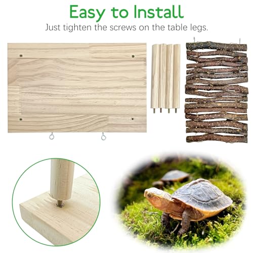 BNOSDM Basking Rock Platform with Climbing Ramp Reptiles Hideout Bearded Dragon Hide Cave Reptile Tank Accessories Suit for Tortoise, Lizard, Toad, Gecko (Large)