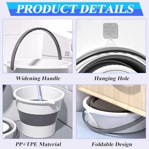 Collapsible Bucket 1.3 Gallon/5L Small Plastic Household Cleaning Mop Buckets Foldable Water Bucket for Car Wash Fishing Camping Beach (White) - color: White