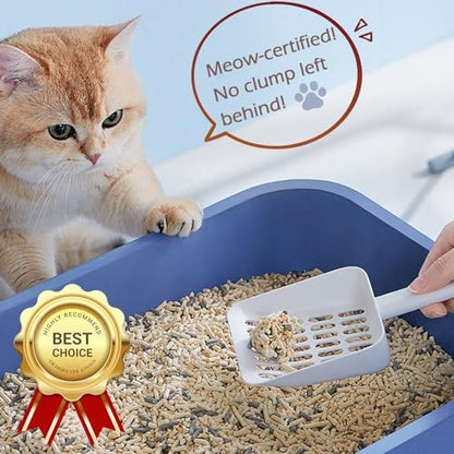 Cat Pooper Scooper, 2 in 1 Cat Litter Scoop with Holder Stand Cat Accessories Cat Supplies Kitty Litter Scoop Heavy Duty and Easy Clean - color: L-White
