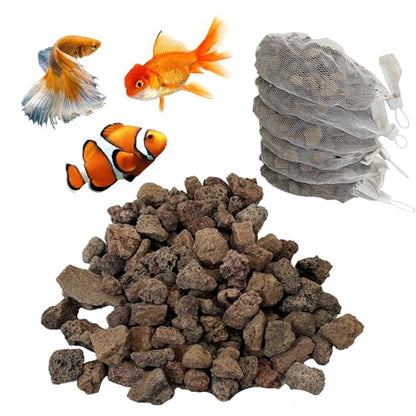 Hamiledyi 6 LB Aquarium Filter Media Bio Balls Ceramic Rings Media with Mesh Bag for Fish Tank and Pond Canister Biological Biofilter Filter (Black)