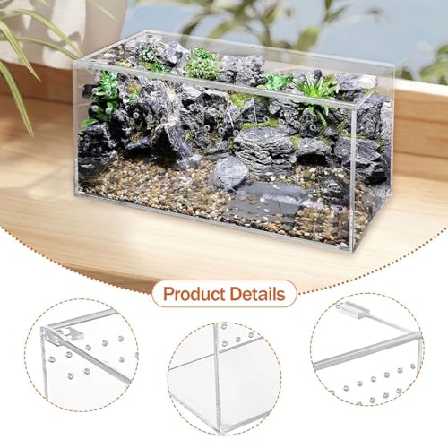Reptile Terrarium Breeding Box Ventilated Container Enclosure for Lizards Terrapin Crayfish Snake- 20.3cmx10.2cmx10.2cm