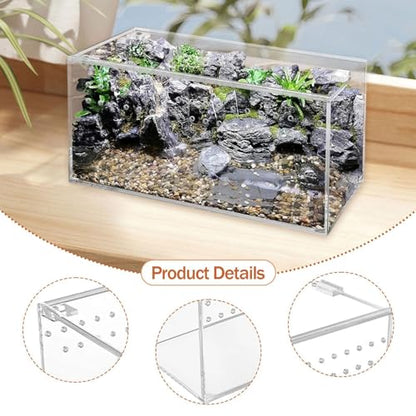 Reptile Terrarium Breeding Box Ventilated Container Enclosure for Lizards Terrapin Crayfish Snake- 20.3cmx10.2cmx10.2cm