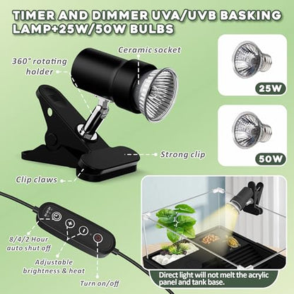 GOZILLA Small Turtle Tank Kit+Water Pump+Lamp, Acrylic Turtle Tank Starter Kit with Adjustable 5W Water Pump and Timing/Dimming Lamp, Multi-Functional Area for Small Turtles(Black Kit). - color: Black Kit