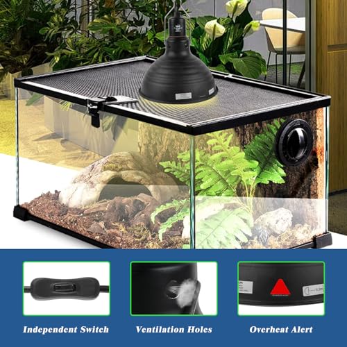 LUCKY HERP Reptile Light Fixture 8.1inch- Lightweight Aluminum Reflector Dome Reptile Light Fixture, Reptile Heat Lamp Fixture for UVB Light Bulb Basking Bulb Heat Bulb - size: 8.1 Inch