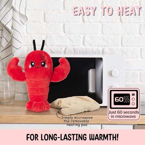 Crustacean Microwavable Unscented Heating Pad for Women - Warm Cozy Plush Heatable Stuffed Toy Animal - Hot and Cold Heat Bag Gift for Women and Girls Red - style: Angry Crustacean