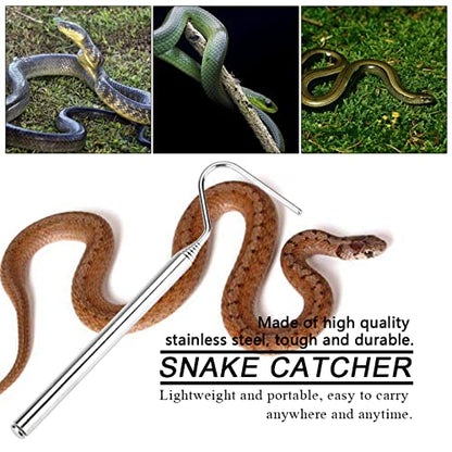 AYNEFY Reptile Feeding Tools,2Pcs RTelescoping Snake Reptile Catcher Capture Hook Stainless Steel Extensible Reptile Capture Hook Reptile Hatching Supplies