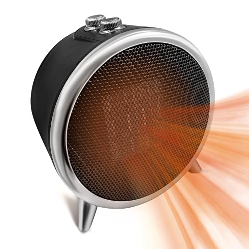 Comfort Zone Space Heaters for Indoor Use, Portable Heater, Fast Heating, Electric Heater, Thermostat, Bedroom Heater, Overheat Protection, Desktop Heater, Safety Tip-Over Switch 1,500W, Black