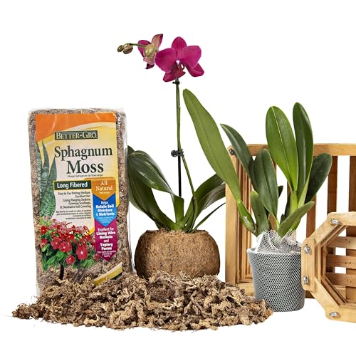 Better-Gro Sphagnum Moss - 100% Natural, Long-Fiber Moss for Orchids, Ferns, and Hostas, Excellent for Hanging Baskets and Propagating Plants - 240 Cubic Inches - size: Single