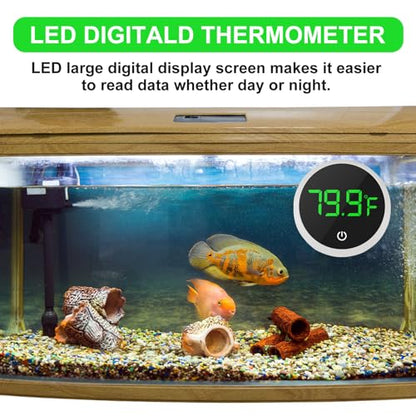 2PACK LED Aquarium Thermometer - 5S Refresh Speed Touch Screen Fish Tank & Terrarium Water Temperature Test Digital Thermometer - color: Round-White 2PCS