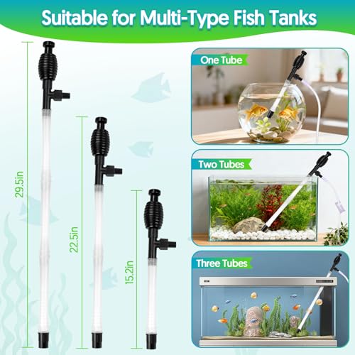 Fish Tank Cleaner Gravel Vacuum for Aquarium | Aquarium Siphon, Water Changer, Double Sided Sponge Brush Algae Scraper, Fish Tank Cleaning Kit, Gravel & Sand Cleaning - color: Black