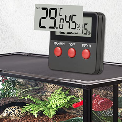 POPETPOP 2sets Digital Thermometer Hygrometer for Reptile Boxes Accurate Humidity Measurement for Turtle and Lizard Tanks Display for Incubation Monitoring