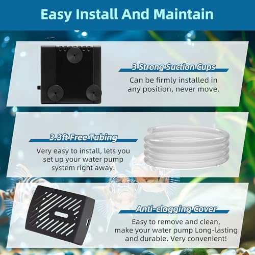 DaToo Mini Submersible Fountain Water Pump With LED Light 95GPH 5W Small Ultra Quiet Water Pump With Tubing For Aquarium Fish Tank Outdoor Pond Water Feature Fountain Statuary - size: 95GPH 5W(4 LED)
