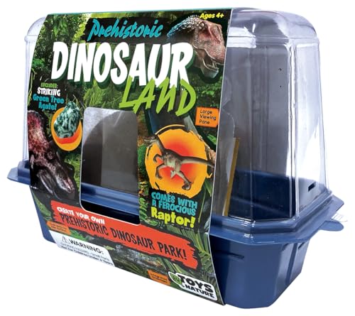 Toys By Nature Miniature Worlds Prehistoric Fern Garden Terrarium Starter Kit with Dinosaur Figure, Complete Supplies to Grow Year-Round Blooms! Indoor Miniature Garden (Prehistoric Dinosaur Land) - style: Prehistoric Dinosaur Land