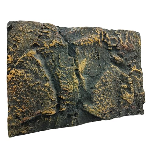 Hamiledyi 17.3×11.8'' Rock Terrarium Background 3D Reptile Tank Background Board Bearded Dragon Tank Backdrop Climbing Wall Habitat Decor for Lizard Geckos Iguana Snake Spider - color: Yellow