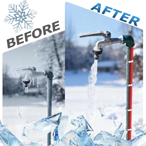 55ft Heat Tape with Thermostat, Electric Pipe Heating Cable 7W/ft | Heated Tape for Water Pipes, Energy-Saving Water Line Heater Trace Cable for Metal & Plastic Home Pipes, 120V