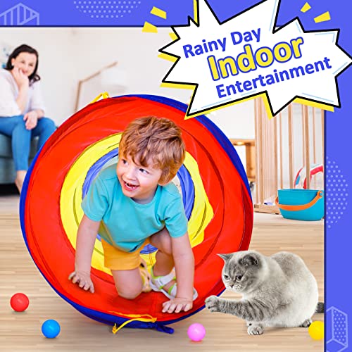 PigPigPen Pop Up Play Tunnel Tent for Toddlers Babies or Dogs, Indoor & Outdoor Toys for Kids Backyard Playset. (Red,Yellow,Blue) - style: Red,yellow,blue play tent