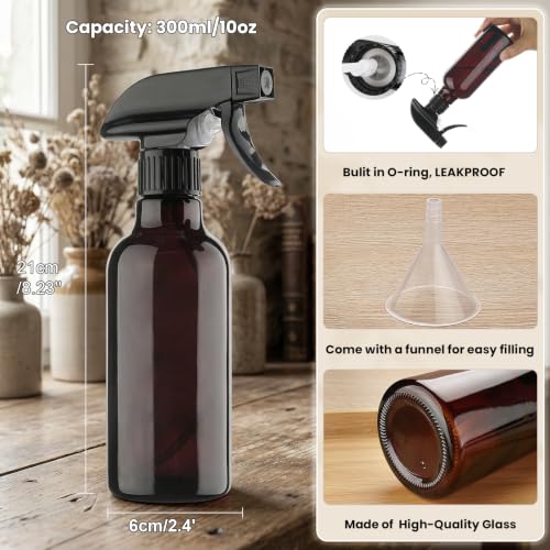 12oz Glass Spray Bottles 2 Pack, 360° Any-Angle Spraying - color: brown