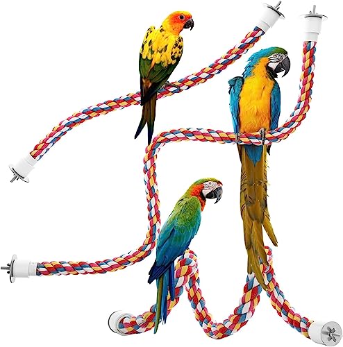 Bird Rope Perches,Parrot Toys 21 inches Rope Bungee Bird Toy (21 inches)[1 Pack] - size: 21 inches