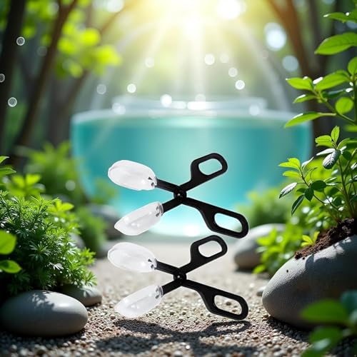 2Pcs Black Reptiles Feeding Scooper Poop Cleaning Clamp Spoon-Shaped Tips Feeder Tweezers Aquarium Tank and Terrarium Cleaning Tool,for Snakes Lizard Tarantulas Reptile Supplies Reptiles