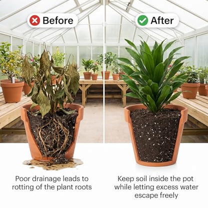 20 Pcs Drainage Mesh for Plant Pots, Mesh for Plants | 12 x 8 Inch Plastic Screen Meshs Pads, Prevents Soil Leakage (Black)
