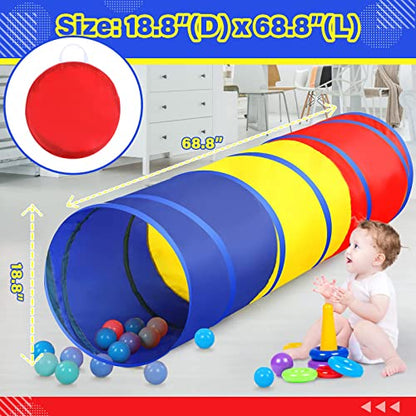PigPigPen Kids Tunnel for Toddlers,Pop Up Play Tunnel Tent for Babies or Dogs, Indoor & Outdoor Toys for Kids Backyard Playset (Classic 2 Pack Tunnels) - style: Classic 2 pack tunnels