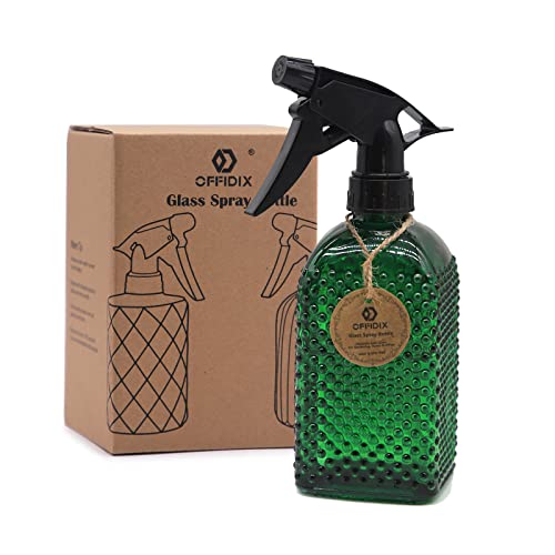Fine Mist Plant Mister Adjustable Nozzle Green Spray Bottle 13.5 oz | Glass Misters Bottle Handheld Pressure Watering Can 400ml Empty Vintage Water Mister for Indoor Outdoor Garden Pet Cleaning - color: A-Dark Green
