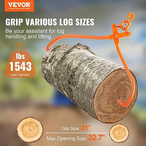 VEVOR Heavy Duty Rotating Steel Lumber Skidding Tongs, 32 inch 2 Claw Log Lifting Tongs, 1543 lbs/700 kg Loading Capacity - style: 32in-Swivel