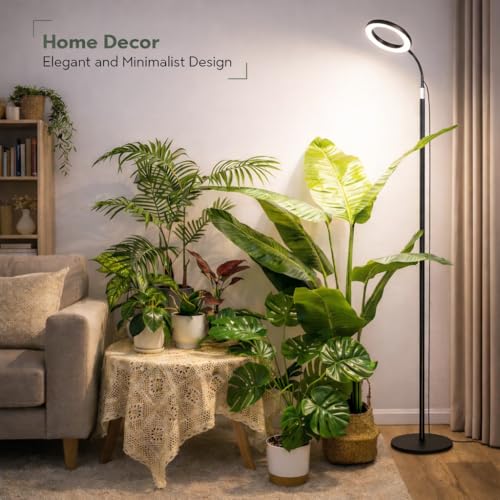 LBW Grow Light with Stand for Indoor Plants, Adjustable Height up to 68", Full Spectrum Grow Light for Large & Tall Plants, Auto Timer 6/8/12/16H, 5-Level Dimmable, 3 Lighting Modes - size: 1 Head 6.3" Black