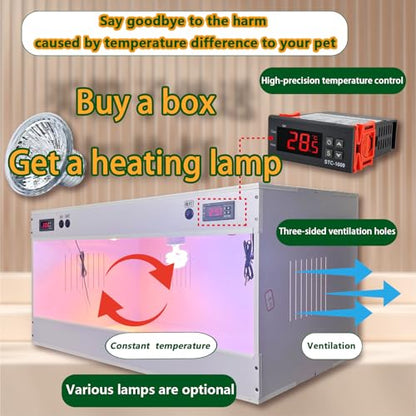 100x50x50cm Smart Dual-Temp Reptile Enclosure, Acrylic Sliding Door, 5 Ceramic Sockets – Versatile Vivarium Tank for Tarantula, Isopod, Lizard, Turtle, Tortoise Habitat & Bug Container - size: 100*50*50CM /39. *19.6*19.6 IN
