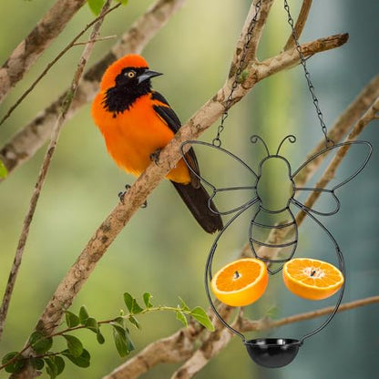 Hushee 2 Pcs Oriole Feeder for Outdoors Grape Jelly and Oranges Fruit Metal Bird Feeder Outdoor Garden Hanging Drinking Container Hummingbird Jelly for Outdoor Hanging Garden Patio(Bee Shaped) - style: Bee Shaped