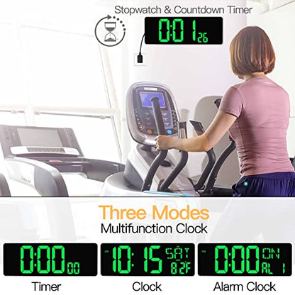 XREXS Large Digital Wall Clock with Remote Control, 16.5 Inch LED Display, Count Up & Down Timer, Adjustable Brightness, Plug-in Alarm Clock with Day/Date/Temperature for Home, Gym, Classroom | LED Large Display Count Up & Down Timer, Adjustable Brightnes