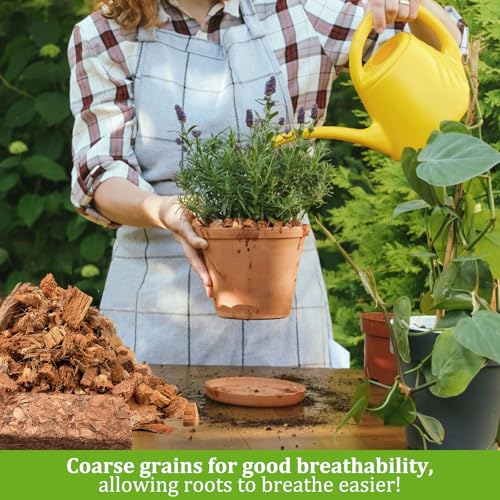Riare 10 Pack Organic Coco Coir Chips for Plants, 11 lb Coconut Husk Bricks | Low EC & pH-Balanced Coco Husk Substrate with Drainage & Aeration, High-Expansion Mulch for Landscaping, Orchids & Soil Mix - size: 10 Pack