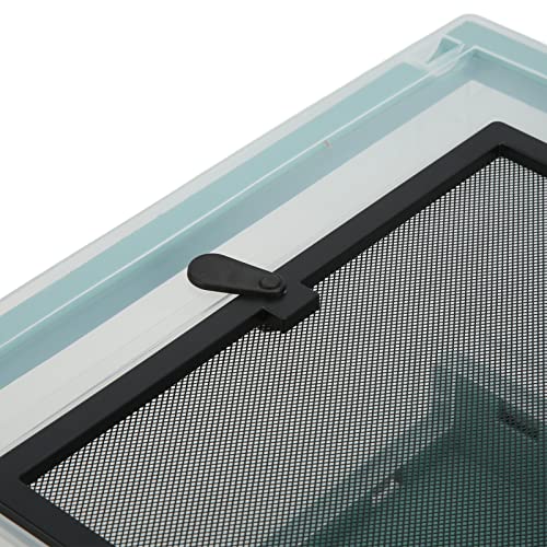 Foldable Reptile Feeding Tank, Ventilated Plastic Terrarium for Lizard Tortoise Frogs, with Mesh Top and Front Door Lock, Detachable Wheels for Easy Move