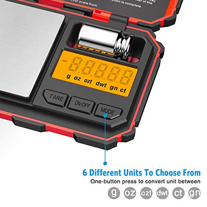 Digital Pocket Scale, 200g /0.01g Kitchen Scale, Electronic Smart Scale with 50g Calibration Weight, Mini Digital Scale for Jewelry, Spices etc (Battery Included) - color: Red
