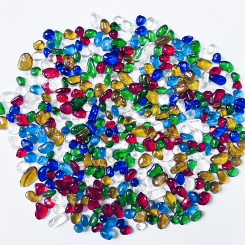 0.88LB Colorful Fish Tank Gravel Aquarium Glass Stones Sea Glass Pebbles Aquarium Gravel Rocks Fish Tank Rocks, Beads Pebbles Rock Sand Glass Gems Stones for Vase Filler Fish Turtle Tank Decoration - color: Colorful