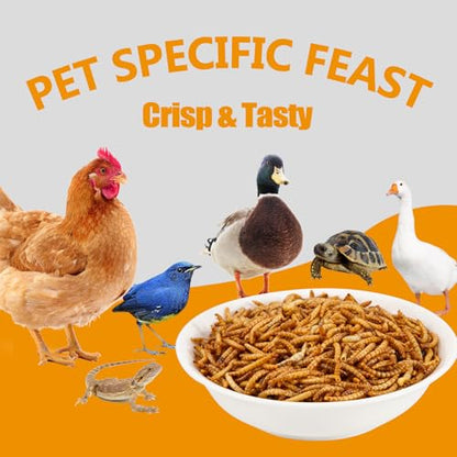 5LB Dried Mealworms, Non-GMO Meal Worms for Chickens & Birds, High Protein Chicken Feed, Natural Chicken Worms Ideal for Wild Birds, Reptile Tasty Bird Food