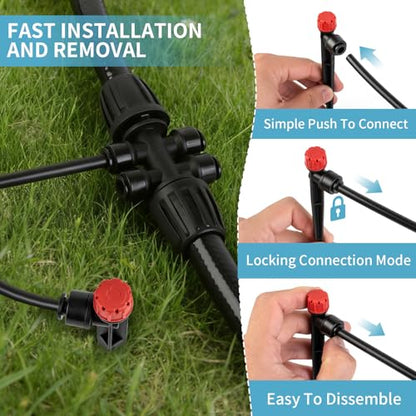 LP 240FT Drip Irrigation System Kit, Garden Watering Misting System - 40FT 1/2" Main Tube & 200FT 1/4" Distribution Tubing - Adjustable Nozzles & Sprinklers for Garden Greenhouse, Lawn, Potted Plants
