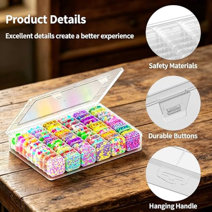 Bead Organizer Box, 61pcs Clear Plastic Storage Containers Set, Large Capacity Small Bead Organizers and Storage Cases with Labels, for Jewelry, Crafts, Diamonds Storage - size: 61 Compartments