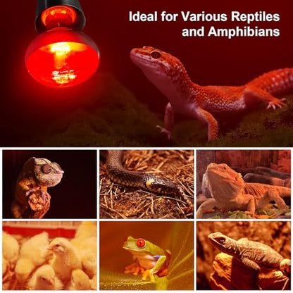 MIXJOY 150W Infrared Heat Lamp Bulbs, 2 Pack Reptile Infrared Heat Emitter Red Heat Lamp Bulbs Basking Light Bulbs for Reptiles, Bearded Dragon, Lizard, Tortoise, Chickens, Pets - style: 150W Infrared Bulbs