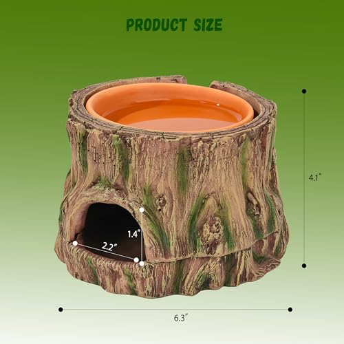 3 in 1 Leopard Gecko Humid Hide,Small Reptile Hide Cave | Humid Hideout with Detachable Base and Humidity Dish,Terrarium Tank Accessories Decor,for Lizard, Crested Gecko, Snake, Crabs