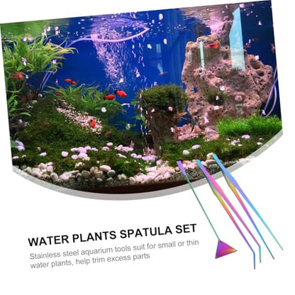 Abaodam 3Pcs Aquarium Cleaning Tools Set Rustproof Stainless Steel Tweezers Spatula Kit for Fish Tank Plant Maintenance Safe for Aquascaping Water Plants
