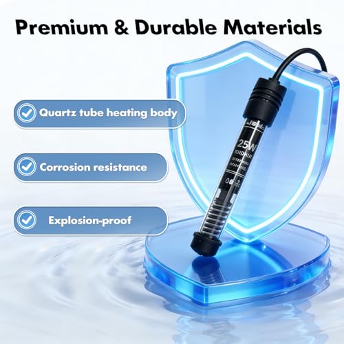 Orlushy Submersible Aquarium Heater, Adjustable Fish Tahk Heater with Free Thermometer Suitable for Marine Saltwater and Freshwater - size: R25