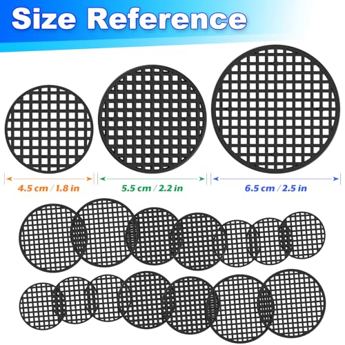 Cosmos Flower Pot Hole Mesh Insert Bottom Grid Pad Plastic Rigid Round Bonsai Drainage Mesh Screen & Netting for Garden Flower Plant Pot, 90 Pcs 3 Assorted Sizes