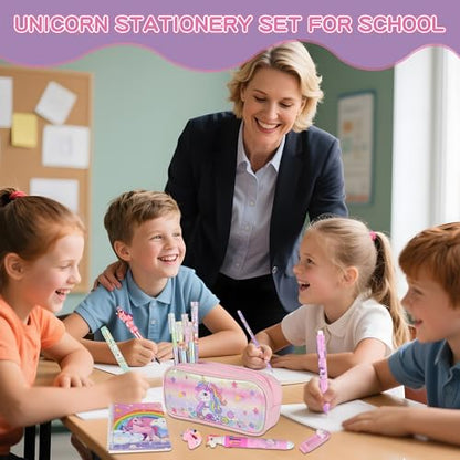 Ulema 41Pcs Cute Unicorn Stationery Set Birthday Gifts for Girls Back to School and Classroom Rewards Office Supplies with Unicorn Stuffs with Kawaii pencils,Keychain etc. - style: Unicorn