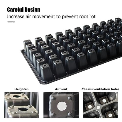 RooTrimmer Deep 72 Cell Seedling Trays, Thick Durable 72 Cell Plug Tray Big Cell Seed Trays for 1020 Flat Trays Germination (10-Pack, 21.25"×11", 2.36" Height, High) - color: Black, size: 72 Cells-Deep-10P