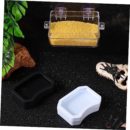 2Pcs Reptile Feeding Dish Escape Bowl with Strong Suction Cup Transparent Food Water Feeder for Lizard Gecko Bearded Dragon Suitable for Various Reptiles