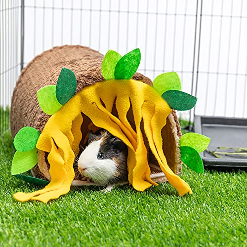 Guinea Pig Hideout, Fleece Tunnel House Small Pet Cage Accessories | Soft Play & Sleep Small Animal Hideout Tube, Cozy Bed Nest for Hamster Rat Chinchilla Hedgehog - color: Brown