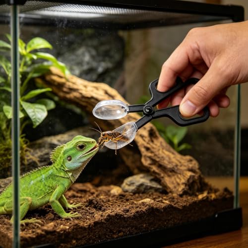 Reptile Feeding Tool, Reptile Poop Scoop Reptile Feeding and Cleaning Tool,Plastic Reptile Feeding Clamp for Tortoise Lizard Frog Spider and Other Small Animals, Terrarium Cleaning Tweezers
