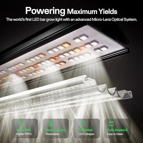 VIVOSUN LumaLight 320W LED Grow Light, Full Spectrum Indoor Plant Light | Deep Canopy Penetration, Smart Dimmable LED Bar Lamp for Vegetables, Herbs, Flowers, 3x3ft Coverage, GrowHub Compatible - size: 3.1x3.1